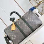 Louis Vuitton Keepall Bandoulière 45 M29158 Monogram Surplus Canvas Travel Bag with Embossed Woven-Effect Finish and Side Pockets