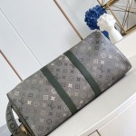 Louis Vuitton Keepall Bandoulière 45 M29158 Monogram Surplus Canvas Travel Bag with Embossed Woven-Effect Finish and Side Pockets