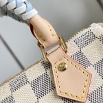  Louis Vuitton Nano Speedy N40918 Damier Azur Canvas Mini Handbag with Braided Leather Handles and Gold Hardware
