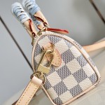  Louis Vuitton Nano Speedy N40918 Damier Azur Canvas Mini Handbag with Braided Leather Handles and Gold Hardware