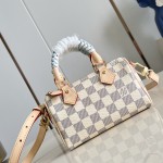  Louis Vuitton Nano Speedy N40918 Damier Azur Canvas Mini Handbag with Braided Leather Handles and Gold Hardware