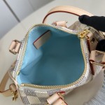  Louis Vuitton Nano Speedy N40918 Damier Azur Canvas Mini Handbag with Braided Leather Handles and Gold Hardware