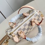  Louis Vuitton Nano Speedy N40918 Damier Azur Canvas Mini Handbag with Braided Leather Handles and Gold Hardware
