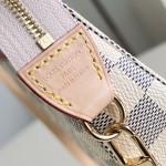 Louis Vuitton Pochette Accessories N40915 Damier Azur Canvas Shoulder Bag with Gold Hardware and Leather Strap