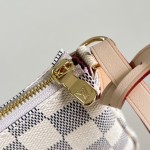 Louis Vuitton Pochette Accessories N40915 Damier Azur Canvas Shoulder Bag with Gold Hardware and Leather Strap