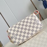 Louis Vuitton Pochette Accessories N40915 Damier Azur Canvas Shoulder Bag with Gold Hardware and Leather Strap