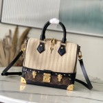 Louis Vuitton Speedy Bandoulière 22 M28761 Out Of The Trunk Monogram Canvas Handbag with S-Lock and Vintage Striped Details