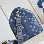 Louis Vuitton Keepall Bandoulière 50 M28836 Monogram Shadow Leather Travel Bag with Gradient Monogram Finish and Reinforced Shoulder Strap