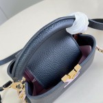 Louis Vuitton Capucines Mini M29439 Black Taurillon Leather Handbag with Hand-Braided Chain and Enamel Monogram Flower Charms