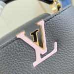 Louis Vuitton Capucines Mini M29439 Black Taurillon Leather Handbag with Hand-Braided Chain and Enamel Monogram Flower Charms
