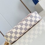 Louis Vuitton Wallet On Chain Ivy N40916 Damier Azur Canvas Crossbody Bag with Bicolor Woven Strap and Gold Chain