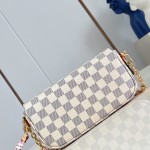 Louis Vuitton Wallet On Chain Ivy N40916 Damier Azur Canvas Crossbody Bag with Bicolor Woven Strap and Gold Chain