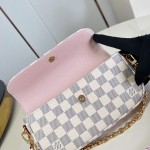 Louis Vuitton Wallet On Chain Ivy N40916 Damier Azur Canvas Crossbody Bag with Bicolor Woven Strap and Gold Chain