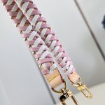 Louis Vuitton Wallet On Chain Ivy N40916 Damier Azur Canvas Crossbody Bag with Bicolor Woven Strap and Gold Chain