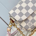 Louis Vuitton Wallet On Chain Ivy N40916 Damier Azur Canvas Crossbody Bag with Bicolor Woven Strap and Gold Chain