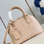 Louis Vuitton Alma BB M28458 Monogram Empreinte Couture Leather Handbag with Gold Padlock and Embroidered Finish