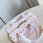 Louis Vuitton Speedy Bandoulière 20 M28529 Monogram Empreinte Couture Leather Handbag with LV Padlock and Decorative Chain