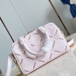 Louis Vuitton Speedy Bandoulière 20 M28529 Monogram Empreinte Couture Leather Handbag with LV Padlock and Decorative Chain