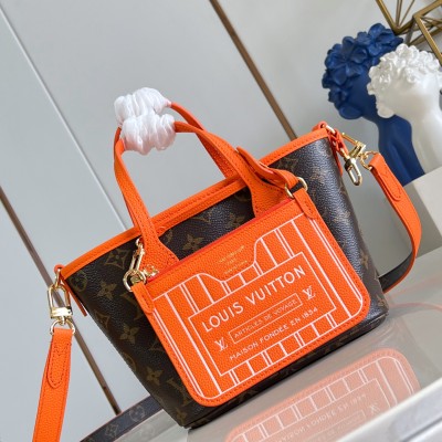 Louis Vuitton - Neverfull Inside Out BB Heart Embroidery Leather Replica Handbag M29228 / M28337