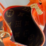 Louis Vuitton Neverfull Inside Out BB cream and red leather replica handbag with heart embroidery and removable zippered pouch