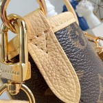 Louis Vuitton Neverfull Inside Out BB cream and red leather replica handbag with heart embroidery and removable zippered pouch