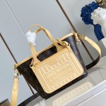 Louis Vuitton Neverfull Inside Out BB cream and red leather replica handbag with heart embroidery and removable zippered pouch