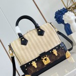 Louis Vuitton Speedy Bandoulière 22 Out Of The Trunk Monogram Canvas Replica Handbag with S-Lock and Leather Trim