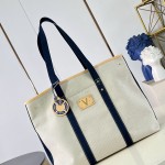  Louis Vuitton Escale M28503 Cotton Beach Tote Bag with Lifebuoy Name Tag, Exterior Pocket, and Exclusive Summer Accessories