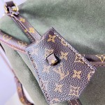 Louis Vuitton Flight Mode Express Medium suede leather replica handbag with Monogram canvas trim, key bell, and padlock