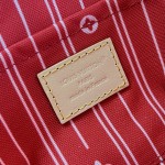 Louis Vuitton Pochette Cosmétique PM M28652 Blue and M29529 Red Cotton Cosmetic Pouch with V-Shaped Leather Patch and Gold Studs