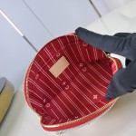 Louis Vuitton Pochette Cosmétique PM M28652 Blue and M29529 Red Cotton Cosmetic Pouch with V-Shaped Leather Patch and Gold Studs
