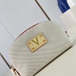 Louis Vuitton Pochette Cosmétique PM M28652 Blue and M29529 Red Cotton Cosmetic Pouch with V-Shaped Leather Patch and Gold Studs