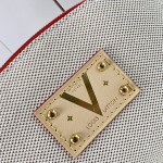 Louis Vuitton Pochette Cosmétique PM M28652 Blue and M29529 Red Cotton Cosmetic Pouch with V-Shaped Leather Patch and Gold Studs