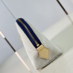 Louis Vuitton Pochette Cosmétique PM M28652 Blue and M29529 Red Cotton Cosmetic Pouch with V-Shaped Leather Patch and Gold Studs