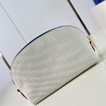 Louis Vuitton Pochette Cosmétique PM M28652 Blue and M29529 Red Cotton Cosmetic Pouch with V-Shaped Leather Patch and Gold Studs