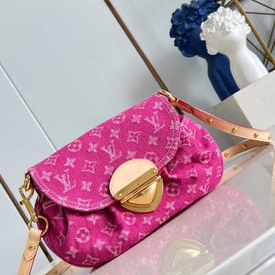 Louis Vuitton - Sunset Bag M28291 Monogram Denim Canvas Replica Handbag (Rose Pink)