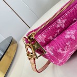 Louis Vuitton Pochette Accessories Cargo cotton handbag M27602 in blue green and pink with leather trim removable strap and front pocket