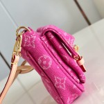 Louis Vuitton Pochette Accessories Cargo cotton handbag M27602 in blue green and pink with leather trim removable strap and front pocket