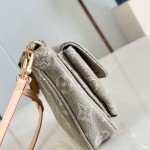 Louis Vuitton Pochette Accessories Cargo cotton handbag M27602 in blue green and pink with leather trim removable strap and front pocket
