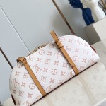  Louis Vuitton Squire East West Bag M2A457 Monogram canvas handbag with leather trim and gold padlock