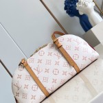  Louis Vuitton Squire East West Bag M2A457 Monogram canvas handbag with leather trim and gold padlock