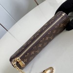 Louis Vuitton Pochette Pencil M28059 Monogram canvas cosmetic pouch with gold hook clasp