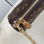 Louis Vuitton Pochette Pencil M28059 Monogram canvas cosmetic pouch with gold hook clasp
