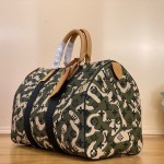 Louis Vuitton-style Keepall Bandoulière 35 M95773 and Keepall 55 M95774 vintage camouflage travel bags