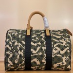 Louis Vuitton-style Keepall Bandoulière 35 M95773 and Keepall 55 M95774 vintage camouflage travel bags