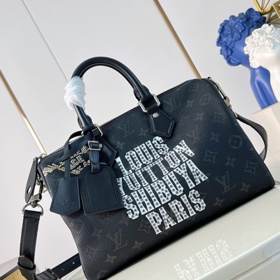 Louis Vuitton - Speedy P9 Bandoulière 30 M26180 Black Studded Leather Replica Handbag