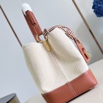 Louis Vuitton Capucines Souple Large Bag M28439 soft cotton canvas handbag with leather trim