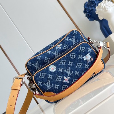 Louis Vuitton - Nil Crossbody Bag M27553 Monogram Denim Floral Embroidery Replica Handbag