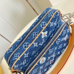 Louis Vuitton Nil Crossbody Bag M27553 Monogram denim handbag with floral embroidery