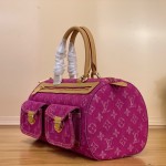 Louis Vuitton-style vintage denim shoulder bag M95019 blue M95214 pink and M95215 green